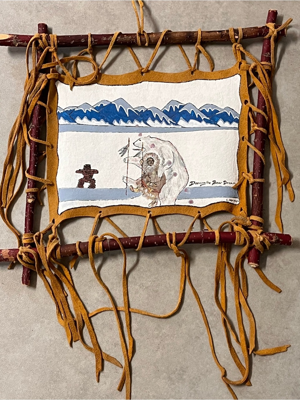 Handmade wall hanging 
Native American Indigenous folk art 
C Kenney 
Original
